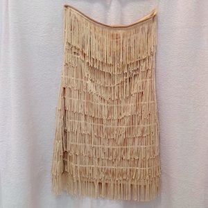Fab’rik Champagne Fringe Body Con Dress Sz S